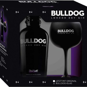 Bulldog Gin Giftbox mit schwarzem Copa Glas Gin (1 x 0.7 l)