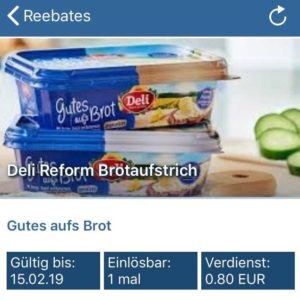 Scondoo /reebate: Deli Reform Gutes aufs Brot Gratiskauf möglich