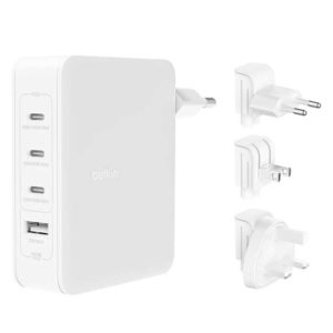 Belkin 140-W-4-Port-GaN-Ladegerät (3x USB-C PD / 1x USB-A)  | Wechsel-Netzstecker (USA / EU / UK) | ab 86,99€ (statt 110,55€)