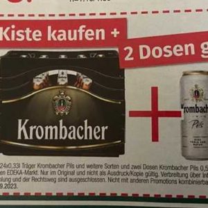 2 Dosen Krombacher Gratis beim Kauf von einer Kiste bei Edeka