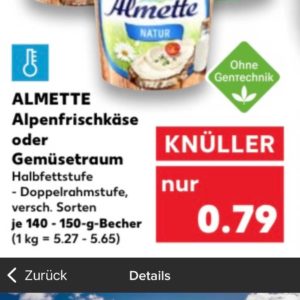 Almette Frischkäse für effektiv 0,49€ [Kaufland/Netto + Marktguru]