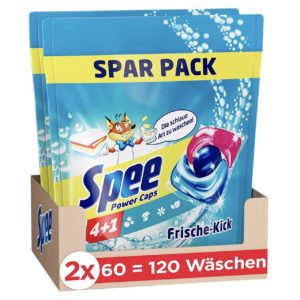 🫧 Spee Power Caps Frische-Kick 4 + 1 (120 Waschladungen, nur 0,17€ pro Waschladung!)