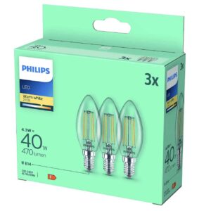 PHILIPS LED Classic 3er Pack Leuchtmittel Warmweiß E14