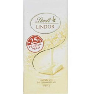 5x Lindt LINDOR Tafel weisse Schokolade 100g für 5,21€ - Einzelpreis 1,04€