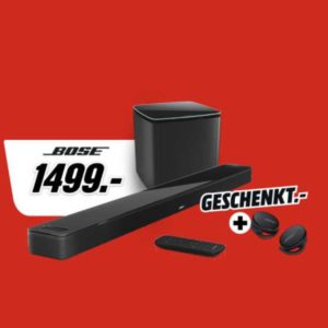 BOSE Smart Soundbar 900 &#043; Bose Bass Module 700 &#043; Bose Sport Earbuds &#043; 4 Monate Apple Music für 1.499€ (statt 1.662€)