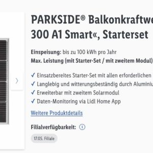 Balkonkraftwerk »PBKW 300 A1 Smart« von LIDL