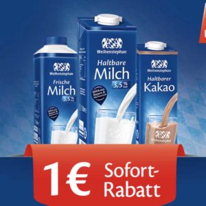 Weihenstephan haltbare Milch für 0,86€ pro Packung / 1€ Coupon