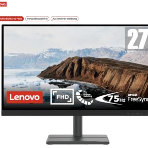 LENOVO L27e-30 27 Zoll Full-HD Monitor (4 ms Reaktionszeit, 75 Hz) für 129€ (statt 155€)