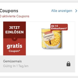 Lidl Plus App: GRATIS Gemüsemais ab 1€ Einkaufswert