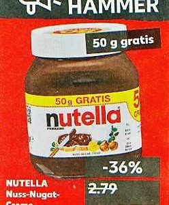 Kaufland…...Nutella Vom Montag, 10.12.2018 bis Mittwoch, 12.12.2018 bekommt man 1 Glas Nutella mit 0,30 €  Coupon zum Hammerpreis von nur 1,47 €