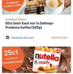 50 Cent Cashback beim Kauf von 1x Dallmayr Prodomo Kaffee (500g)