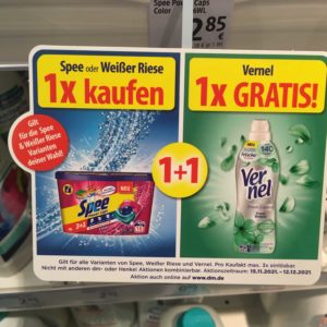 1 Spee oder weißer Riese kaufen &#061; 1 Vernel gratis bei DM