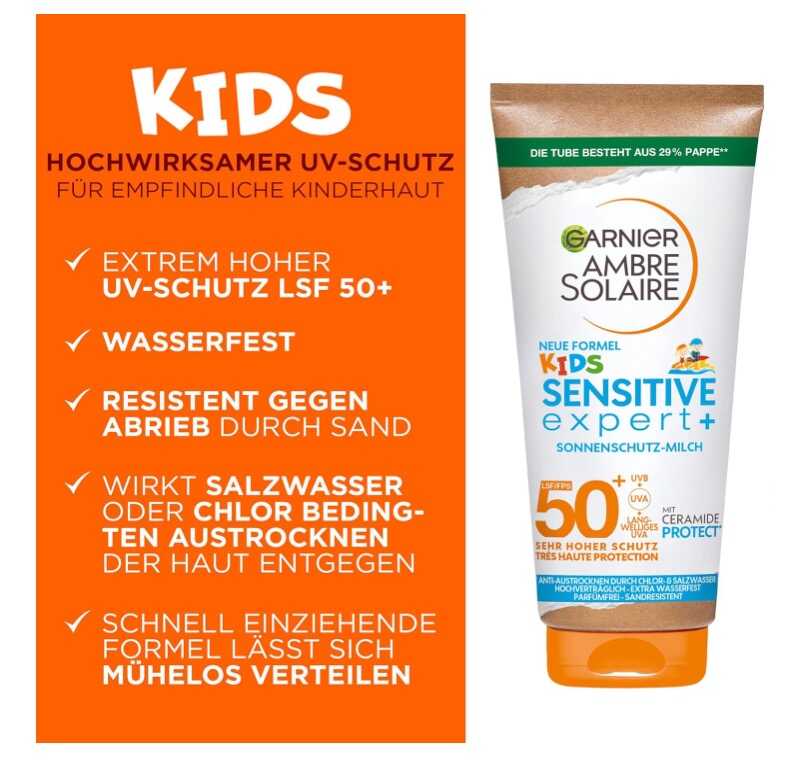 Garnier Sonnenschutzmilch mit LSF 50+ für Kinder - 175 ml