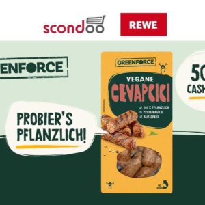 GREENFORCE Frische Cevapcici 180g für 1,25€ statt 2,49€ Dank 50% Cashback von Scondoo bei Rewe (bis 24.12.2022)