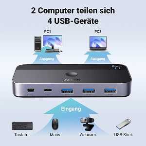 UGREEN USB-Switch für 2 Rechner für 29,99€ (statt 40€)