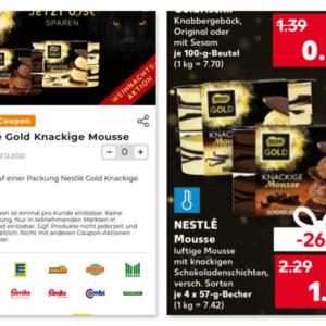 Nestlé Gold Knackige Mousse für 0,89€ (Kaufland + Couponplatz + smhaggle)