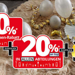 *20% + 20% + 3% sparen!*  - 20% Höffner-Möbel-Rabatt + 20% Rabatt in allen Abteilungen + 3% MwSt.-Rabatt bei Höffner