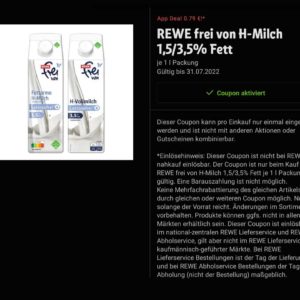 REWE-App: Mega-Discount auf laktosefreie Milch!