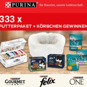 Gewinne 1 von 333 Katzenkörbchen inklusive leckerem Futterpaket