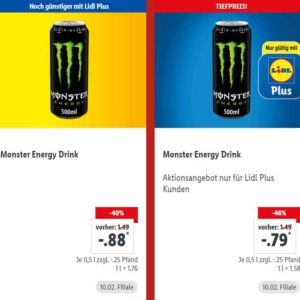 Monster Energy diese Woche bei Lidl, Edeka und Penny im Angebot ab 0,79€ pro Dose