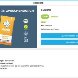 1€ Cashback via Marktguru auf OMNIbars