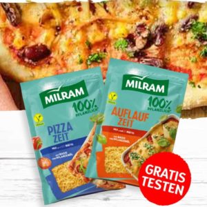 Gratis testen - Milram Pflanzlich Pizza-Zeit oder Auflauf-Zeit