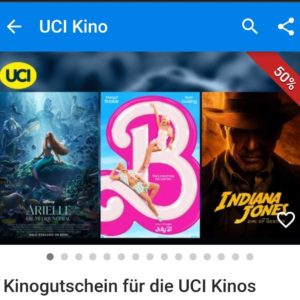 15€ UCI Kinogutschein für 7,50€