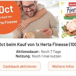 smhaggle: 0,40€ Cashback für Herta Finesse Aufschnitt + Aktionen bei Rewe/Real --&gt; effektiv 1,09/1,29€