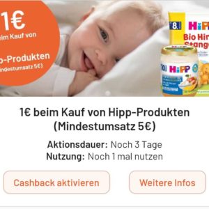 smhaggle: 1€ Cashback beim Kauf von Hipp-Produkten (Mindestumsatz 5€) --&gt; dank Kaufland Hipp Bio-Menü effektiv für 1,09€