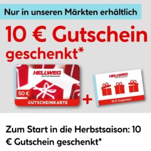 10 € Gutschein geschenkt für Kauf einer 50€ HELLWEG Gutscheinkarte