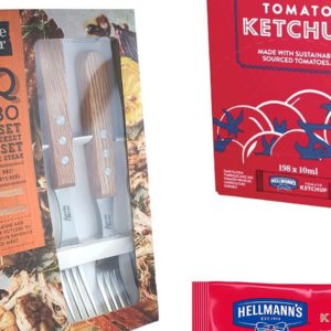 DEALCLUB  - 198 x 10ml Hellmann`s Ketchup + Jamie Oliver 4tlg. Steak-Besteckset