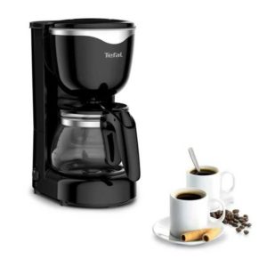 TEFAL CM3408 Glas-Kaffeemaschine Mini (6 Tassen) in Schwarz mit Edelstahl-Elementen am Filterhalter für 26,99€ statt 36,99€