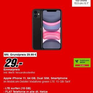 iPhone 11 inkl. 15GB Vodafone für 32,86€ mtl. &#061; iphone11 für 408 Euro