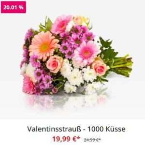 *Valentinstag* Blumenstrauß 1000 Küsse für 19,99€ (statt 24,98€) &#043; VSK