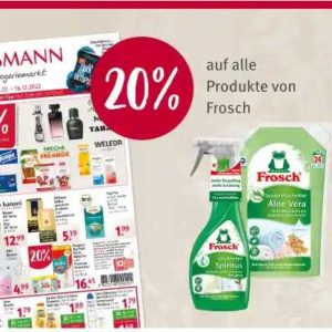 20% auf alle Produkte der Marke Frosch bei Rossmann + 10% App Coupon