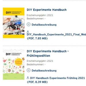 2 DIY Handbücher mit 88 Experimenten für Kinder und Jugendliche Gratis anfordern