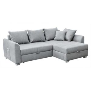 Möbel Boss: Couchgarnitur Boomer Microfaser Grau ca. 237 x 163 cm / mit Schlaffunktion