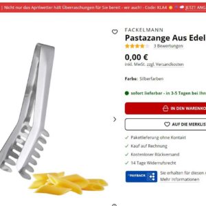 Klingel: 15 Euro Rabatt + Pastazange gratis