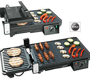 Pearl: Rosenstein &amp; Söhne Elektrischer 2in1-Tischgrill mit Kontaktgrill (44,99€ statt 62,99€ + VSK)