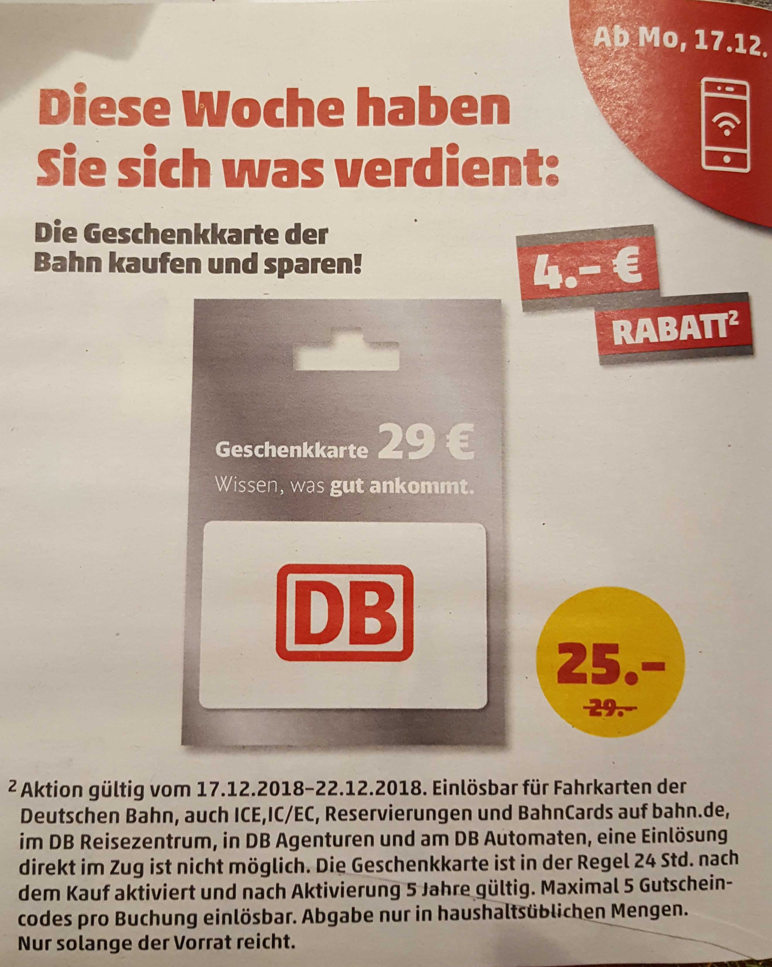 DB Gutschein bei Penny Markt ab Montag, den 17.12. für 25