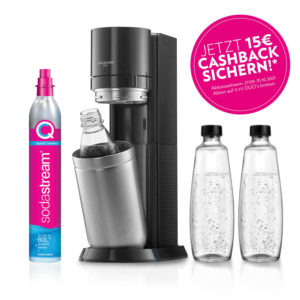 Sodastream Duo inkl. Zylinder, 1 Glasflasche, 1 PET-Flasche für nur 64,60€ dank 15€ Cashback