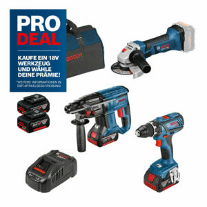 eBay: Bosch Professional 18V GSR&#043;GBH&#043;GWS Bohrschrauber Bohrhammer Winkelschleifer Set mit Pro-Deal-Aktion für €404,91 statt €449,90