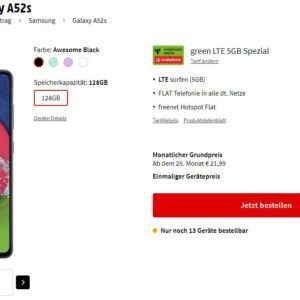 Samsung Galaxy A52s 5G für 1€ &#043; Allnet-Flat