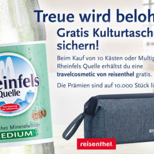 Kulturtasche von Reisenthel kostenlos bei Treueaktion von Rheinfels Quelle