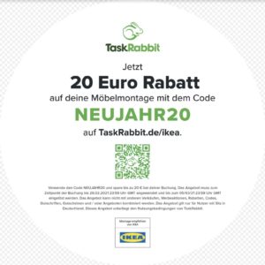 20€ Rabatt auf IKEA-Möbelmontage bei TaskRabbit, 15€ auf alle anderen Task