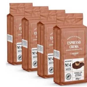 4x 250g (= 1kg) Amazon Kaffee Espresso Crema (gemahlen) für 7,71€ (statt 11€)