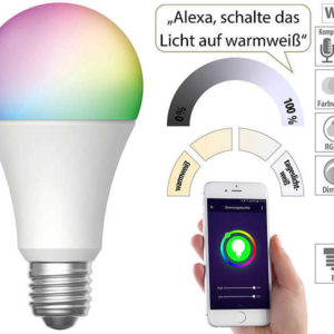 Pearl: Luminea Home Control WLAN-LED-Lampe, E27, RGB-CCT für €2,99 statt €9,99 &#043; VSK